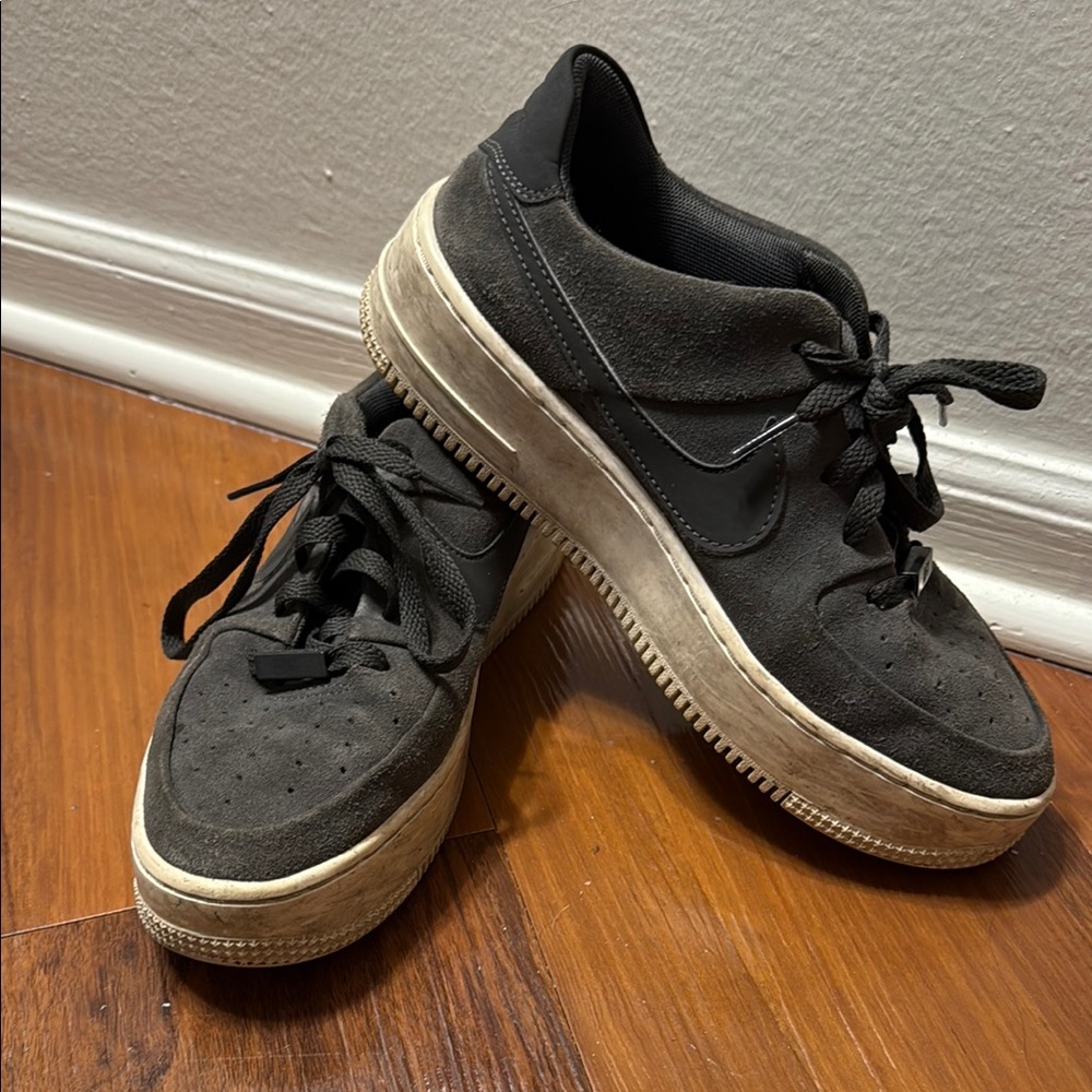 Nike Air Force Ones Charcoal and Beige Casual Shoes